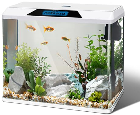 Nobleza - 54L Acuarios y Peceras Completas, Peceras de Cristal con Sistema de Filtrado e Iluminación LED, Acuarios de Iniciación, Blanco