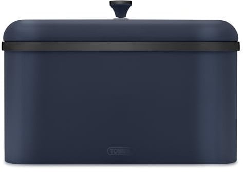 Tower T826136BLU Sera Bread Bin Midnight Blue and Smoked Trim, Stainless Steel