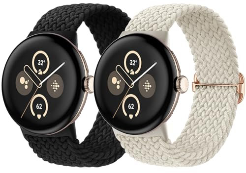 Maledan Confezione da 2 Cinturino Nylon Compatibili con Google Pixel Watch 2/Google Pixel Watch/Pixel Watch 3 41mm, Cinturino Sportivo Intrecciato ed Elastico per Google Pixel Watch 3 2 1 Donne Uomini