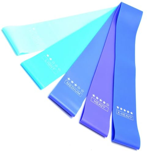 Widerstandsbänder für Heim-Fitness, Stretching, Krafttraining, Physiotherapie, elastische Trainingsbänder für Damen, Herren, Kinder (Buntes Blau, Übungsbänder)