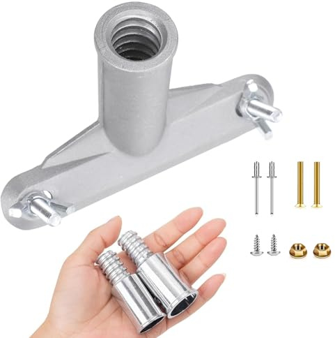 LeapMars Broom Handle Bracket,5mm Thickness Deck Brush Accessories,Aluminum One-Piece Casting Metal Brackets,Broom Bracket for American Style Threadedd Threaded Tip Replacement (1)