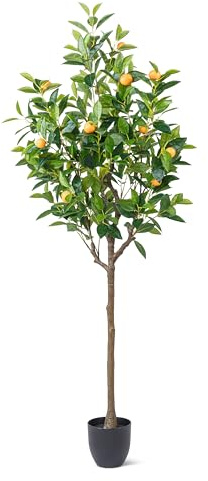 Abbott Collection Faux Tree, Polyester, Green/Orange, 4ft 11in