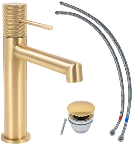 SCHÖNER WOHNEN-Kollektion Waschtischarmatur KADIA M, Mattgold, Wasserhahn geeignet für wandhängende Waschbecken in Ihrem Bad