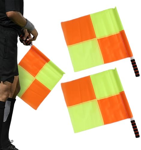 Match Officials Flagge, Fußball, Werkzeuge, Signalhilfe, Signalhilfe, leuchtend orange-gelbe Indikatoren mit robustem Stab für Trainer, Liga, Sportkontrolle und Training, 40 x 45,8 cm