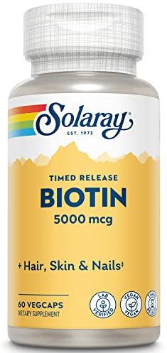 Solaray Timed-Release Biotin 5000 mcg, 60 Vegan Capsules