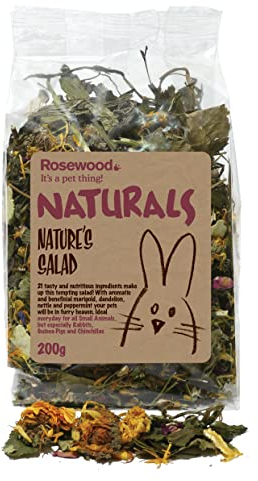 Rosewood Naturals Nature’s Salad, Small Animal Treat for Rabbits, Guinea Pigs, Chinchillas, Degus, Hamsters, Gerbils, Mice and Rats, 200g