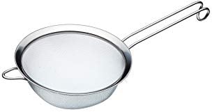 MasterClass Fine Mesh Sieve, Stainless Steel, Polished Rim and Handy Round Bowl with Hooked Handle, 18cm (7), Tagged, Silver