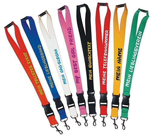 Geschenkartikel Schlüsselband 25 mm mit Sicherheitsverschluss Bedruckt mit Ihrem Schriftzug/auch für Kids (rot)