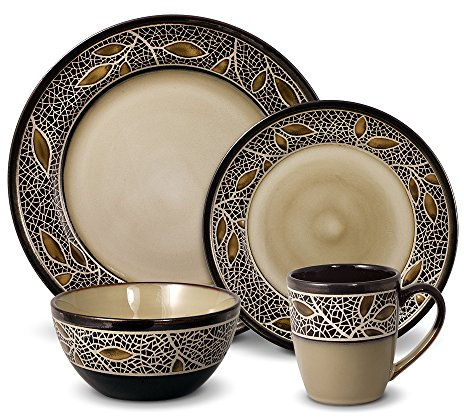 Gourmet Basics 5147986 Alexandria Service de table en grès Marron clair