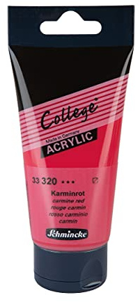 Schmincke - College Acrylic, Karminrot in 75 ml-Tube, 33320013, Acrylfarbe mit Künstler-Pigmenten in hoher Konzentration, deckend und lasierend, lichtecht, seidenmatt
