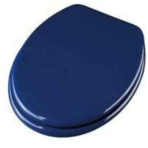 Schläfer 4638120 | Tavoletta WC Copriwater Universale per Bagno, Sedile Water Bagno in Legno Blu, Cerniere Regolabili in Ottone Cromato, Copritazza per Wc Forma Ovale