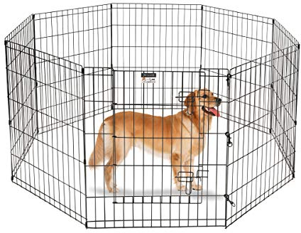 Petmaker Corralito Plegable de Metal con 8 Paneles de 24 x 30 Pulgadas, Interior y Exterior con Puerta para Perros, Gatos o Animales pequeños