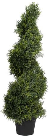 Blooming Artificial - Artificial Topiary Tree for Outdoors, Cedar Spiral Topiary Tree in Pot, Fake for Indoors, House or Garden, Year Round Decorative Foliage, UV and Water Resistant (Green) (90cm)