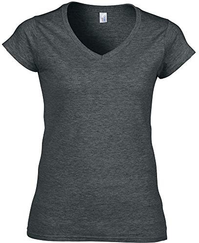 Gildan Ladies Soft Style Short Sleeve V-Neck T-Shirt (M) (Dark Heather)