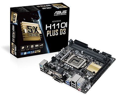 Asus H110I-Plus Mainboard Sockel 1151 (Mini-ITX, Intel H110, 2x DDR4 Speicher, 4x SATA 6Gb/s, 2x USB 3.0, 4x USB 2.0, PCIe 3.0)