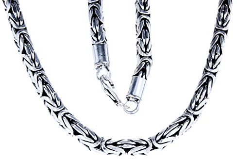 Kiss of Leather Runde Königskette aus 925 Sterling Silber, 5 mm dick (55)