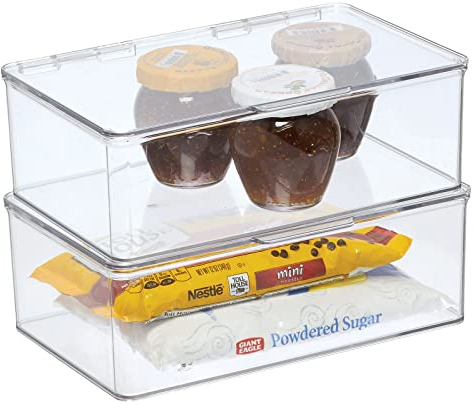 mDesign 2er-Set Aufbewahrungsbox mit Deckel für den Kühlschrank – 3,1 Liter Frischhaltedose und Gefrierdose aus Kunststoff, stapelbar – für Babynahrung & andere Lebensmittel – durchsichtig