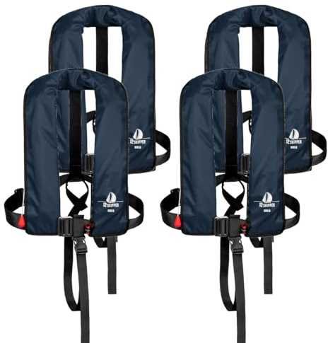12skipper 4er-Set Automatik-Rettungswesten 165N ISO mit Waistbelt