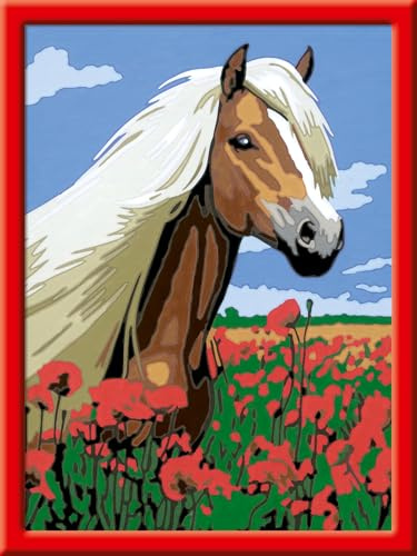 Ravensburger CreArt 28652 - Haflinger - Malen nach Zahlen Pferd für Kinder ab 7 Jahre, Malset mit Rahmen, Pinsel und Acrylfarben, Geschenk für Mädchen und Jungen, mit Stickern