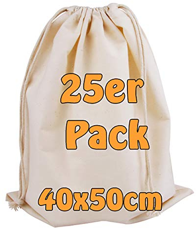 Cottonbagjoe großer Baumwollbeutel - 40x50 cm | Nachhaltiger Stoffbeutel mit Kordelzug für Aufbewahrung, Gestaltung & als Turnbeutel | Zero Waste Lösung
