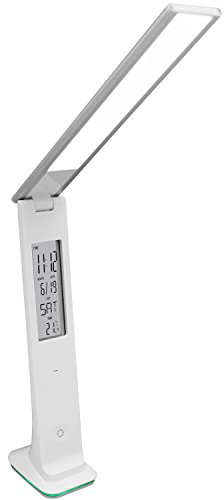 Schreibtischlampe mit Display, faltbar, 29 LED, 9W, Weiß/Silber, 4 Dimmerstufen, Schreibtischleuchte Bürolampe Büroleuchte