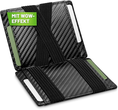 GenTo - Geldbörse mit/ohne Münzfach - TÜV geprüfter RFID NFC Schutz - Magic Wallet - Magischer Geldbeutel - Inklusive Geschenkbox - Smart Wallet - Portemonnaie für Herren/Damen (Carbon)