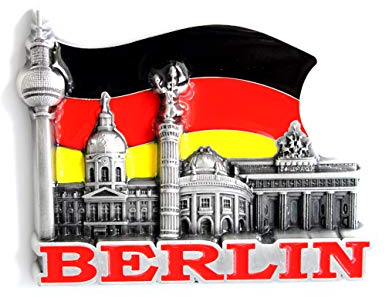 Kühlschrankmagnet mit Städtemotiv, z. B. Venedig, Paris, Rom, Prag, Amsterdam, Barcelona, Dubai, Thailand, aus Metall, tolles Souvenir, schöner Dekoartikel, metall, Silber Berlin
