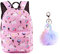 Einhorn Rucksack Kinderrucksack Mädchen Reisen Einhorn Freizeit Rucksack Wasserdicht Schüler Süßes Muster Schule Bücher Tasche Einhörner Sachen(Pink,schlüsselanhänger)