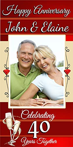 Personalised Happy 40th Ruby Wedding Anniversary Photo Door Poster Banner N16 ~ Large 2ft x 4ft