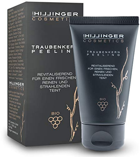 HILLINGER COSMETICS - Premium BIO-Traubenkern Peeling - Gesichtspflege ohne Mikroplastik - revitalisierende Anti-Aging Gesichtsreinigung für Männer & Frauen - Naturkosmetik für frischen Teint 75 ml