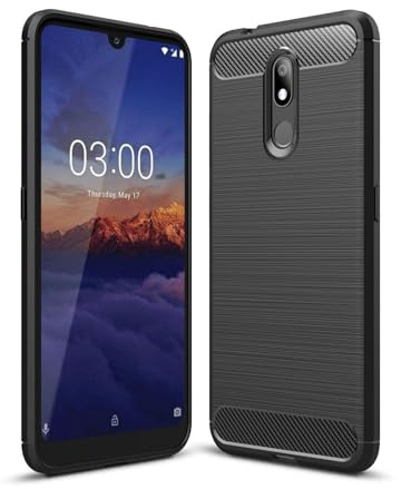 betterfon Carbon Handyhülle kompatibel mit Nokia 3.2 | Smartphone Case aus TPU-Silikon | Schwarz