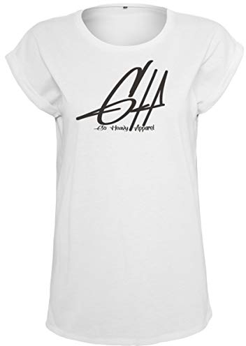 GO HEAVY Oversize Frauen Fitness Wor-Out T-Shirt | Kurzarm Yoga Gym Sportshirt | Aufdruck Graphic | Weiß M