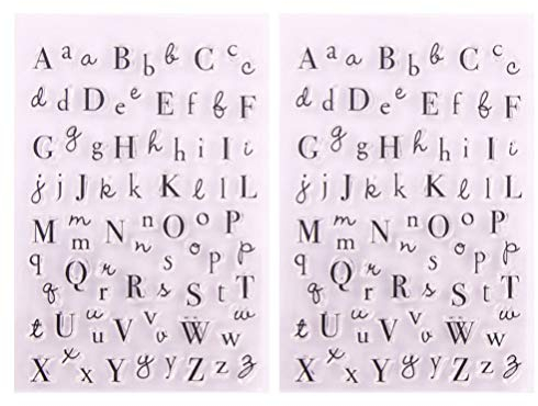 EXCEART 2pcs Alphabet Clear Stamp Reusable English Letters Capital Seal Stamps for Scrapbooking Card Making Photo Album
