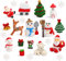 FINGOOO 30 pieces Christmas Resin Ornament, Christmas Tableware Assorted Snowman, Santa, Reindeer, Snowflake, Xmas tree Assorted for Kids Home Decor