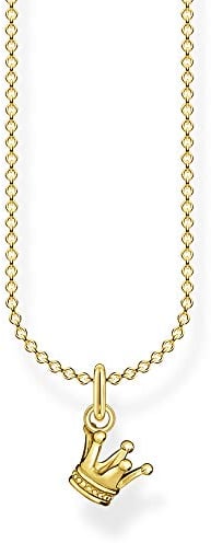 Thomas Sabo Damen Halskette Krone gold 925 Sterlingsilber, 38-45 cm Länge