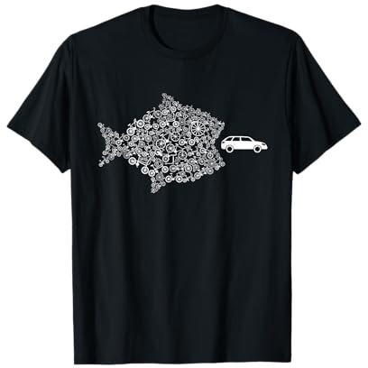 Fahrrad Fisch Frisst Auto PKW Klimaschutz Rennrad MTB T-Shirt