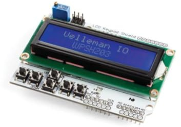 Whadda LCD-Shield und Tastatur für Arduino, Blauer Hintergrund, weiße Zeichen, Kontrasteinstellung, Reset- und Navigationsknöpfe