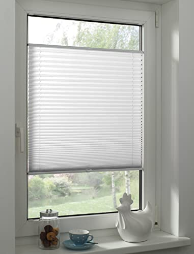 Sunpro24 Plissee auf Maß, Blickdichtes Faltrollo, Montage im Glasfalz mittels Schrauben, Sonnenschutzrollo, (B) 71-80 x (H) 191-200 cm, Weiß