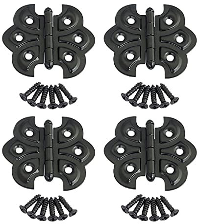 QCAA Butterfly Hinge for Cupboard Door,Matte Black, 4 Pack, Made in Taiwan