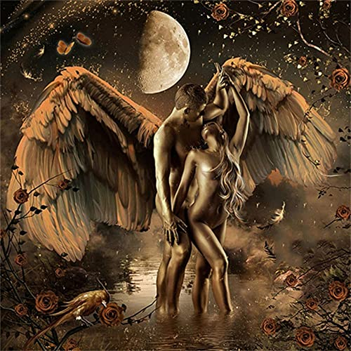 Huusaap 5D Diamant Gemälde voller Bohrer DIY Malen nach Zahlen，Strass Stickerei Kreuzstich Kit， Erwachsene Anfänger Diamond Painting Bilder Wand Decor Diamant Painting Art Crafts Sexy Engel 50x50cm