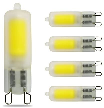 Beilf Ampoules LED G9 Blanc Froid 6000K, Verre Dépoli, Ampoules Halogene LED COB G9 2,5W, 270Lm, Non Dimmable, Ampoules G9 Led de Rechange 20W/25W/28W Halogène, Paquet de 5