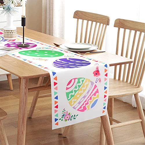 AOLOA Ostern Eier Tischläufer - Groß Ostern Eier Tischdecke Bunt Blume Osterdeko Tischdecke Frühling Osterdekoration Innen Außen für Zuhause Esszimmer, 35x180cm