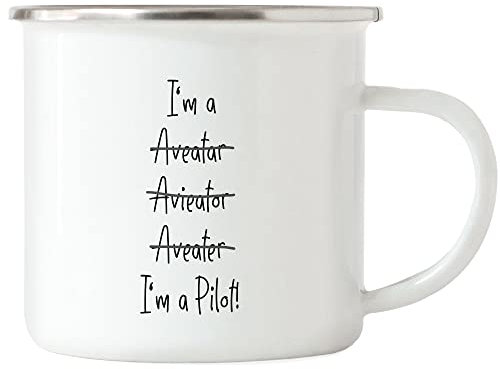 Hey!Print I'm A Pilot Emaille Tasse Pilot Flugzeug Helikopter Lustige Geschenkidee für Flieger