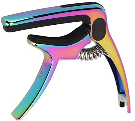 Universal-Gitarren-Kapodaster, Metall-Ukulelen-Kapodaster, Metall-Gitarren-Kapodaster-Toneinstellungswerkzeug mit Pick-Halter, Zubehör für Saiteninstrumente(Bunt)