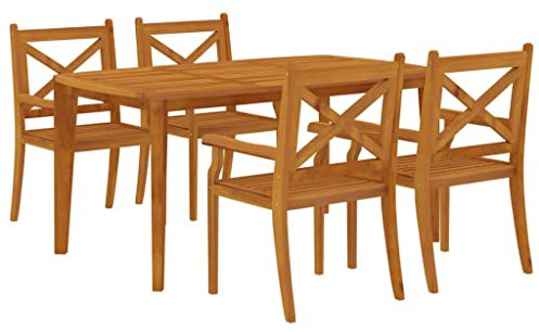 vidaXL Gartenmöbel Set 5-TLG. Gartengarnitur Sitzgruppe Gartenset Sitzgarnitur Gartentisch Gartenstuhl Esstisch Tisch Stühle Massivholz Akazie