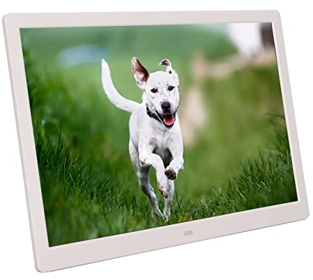 15,4 Zoll Digitaler Bilderrahmen, HD 1280 X 800 Digitaler Bilderrahmen mit Fernbedienung, Teilen von Fotos oder Videos über SD Karte, Eingebauter Stereolautsprecher, Desktop/Wandmontage(EU)