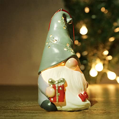 Wichtel Figuren mit Licht Leuchtend, Weihnachtswichtel Figuren mit LED, Weihnachtsfiguren Deko Innen, Weihnachtsdeko Amerikanisch Tisch Beleuchtet Laterne Weihnachtsbaum Hängend Deko (Graue Geschenk)