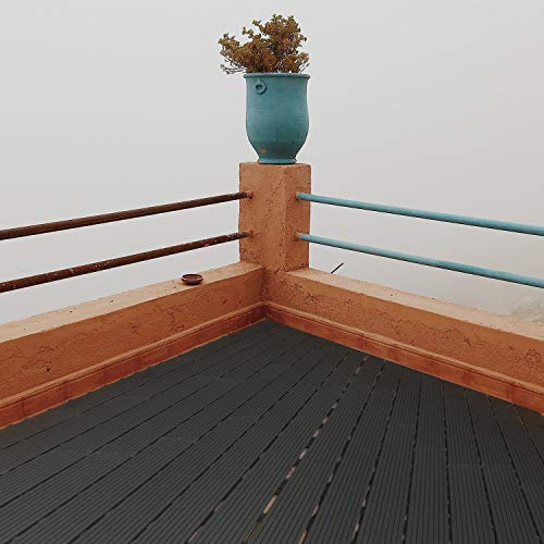 Joparri 30x60x2 cm WPC Terrassenfliesen 22er Spar Set für 2m² Holzfliesen Balkon Bodenbelag 2m² Anti-Rutsch Gartenplatten mit Drainage, Grau