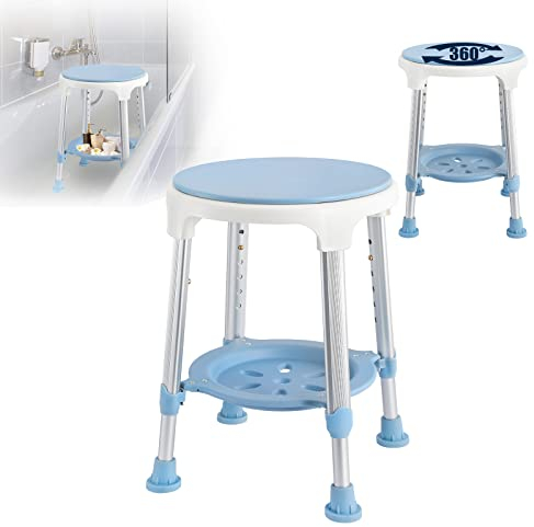 YARDIN Duschhocker Duschstuhl Duschsitz Badezimmerhocker Duschhilfe Badsitz Badhocker für die Dusche 360° Drehbar, Höhenverstellbar, Maximale Tragfähigkeit bis 150 kg für Senioren