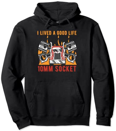 Lived Good Life 10mm Socket Car Mechanic Auto Car Repair Pullover Hoodie
